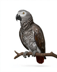 Fototapeta premium African grey parrot perched detailed studio portrait