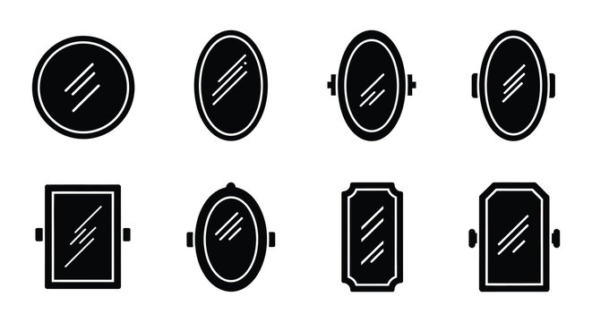 Flat vector icons with diagonal lines isolated on white background