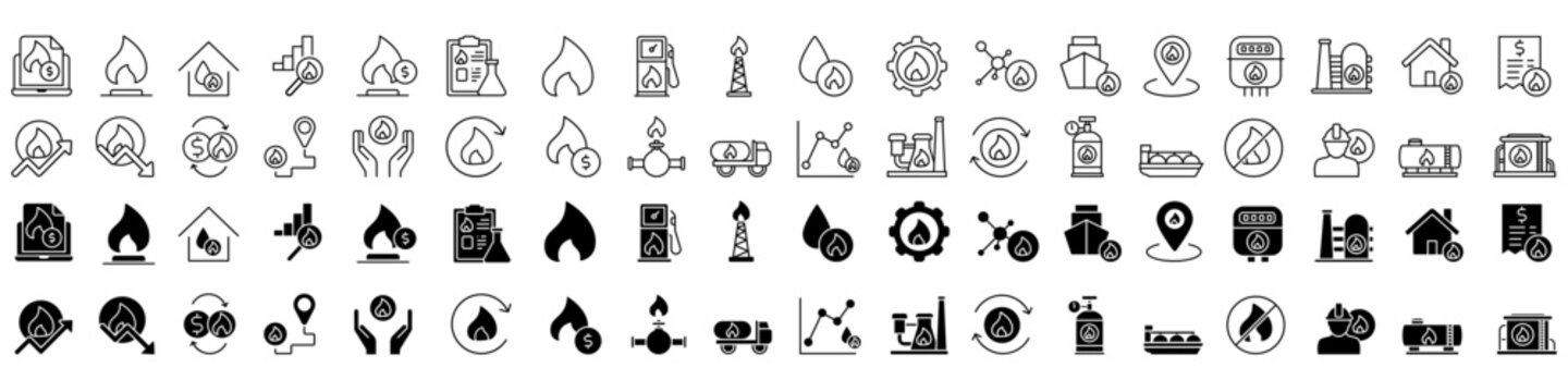 Natural gas icon vector set. Propane Illustration sign collection. Gas supply symbol. Gas logo.