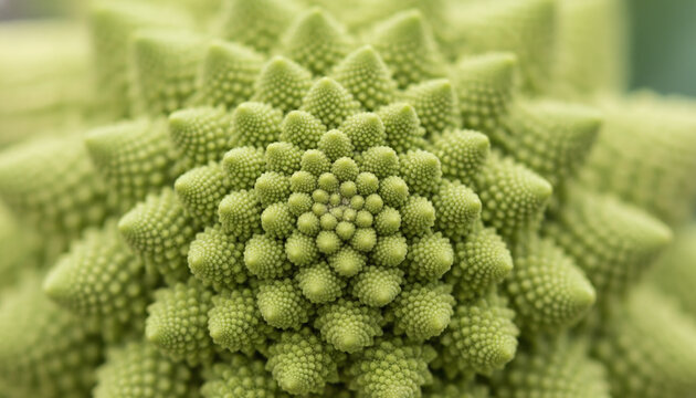 Extreme macro of Romanesco broccoli with natural fractal geometry pattern