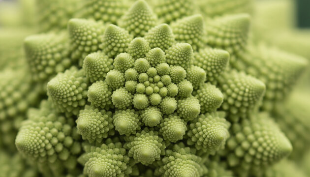 Extreme macro of Romanesco broccoli with natural fractal geometry pattern