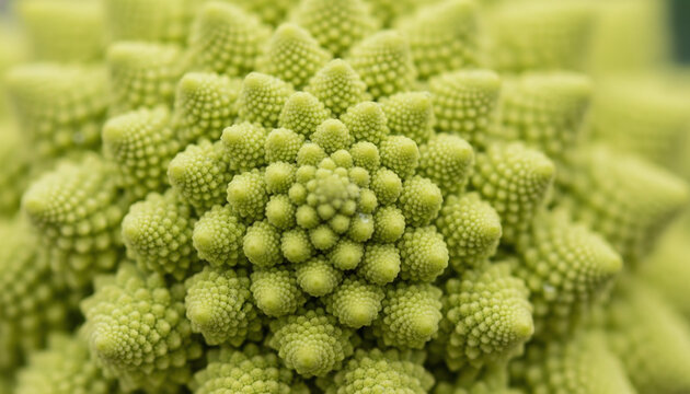 Extreme macro of Romanesco broccoli with natural fractal geometry pattern