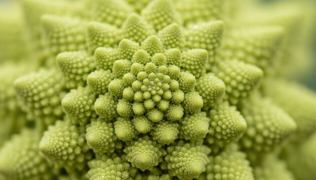 Extreme macro of Romanesco broccoli with natural fractal geometry pattern
