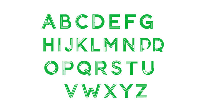 Green Alphabet Letters on White Background