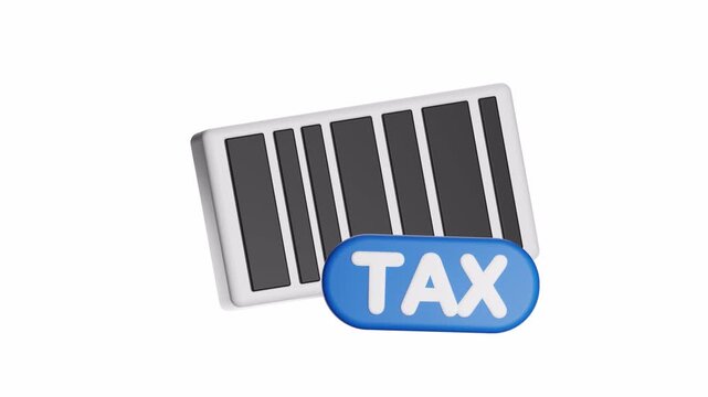 3d ux icon motion barcode and a blue bubble with the word tax, suitable for taxrelated designs, finance websites, and accounting materials.