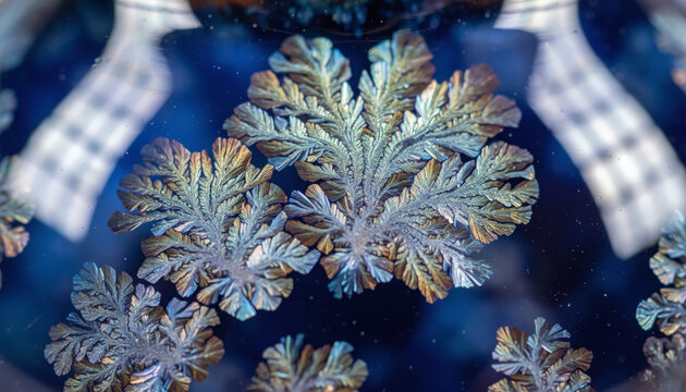 Macro texture of crystalline ceramic glaze with 3D frost flowers