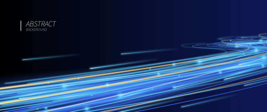 3D High Speed Light Trails. Digital Flow Vector Background. Big Data Technology Lines Fast Wireless Data Transmission. Information in Virtual Reality. 6g Vector Illustration. Artificial neural network