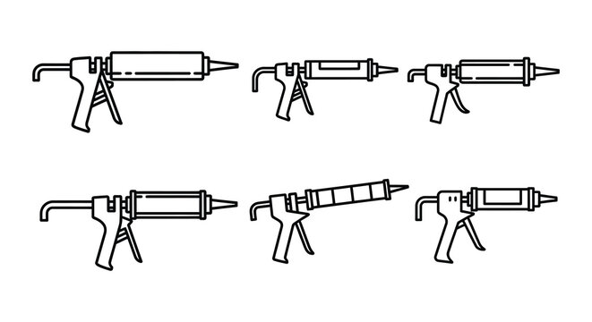 Flat vector ray gun icons set on white background