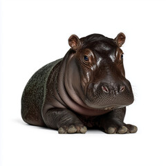 Obraz premium Hippo resting isolated on white background