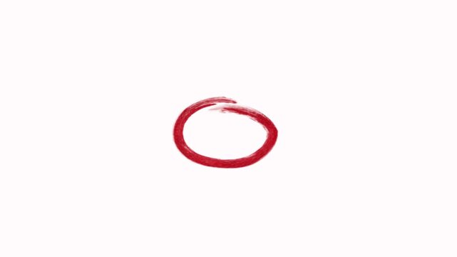 Red circle highlight marker brush stock with white background. Hand-drawn doodle red circle brush stroke highlight marker for presentation, underline stroke, hand drawn oval highlight effect