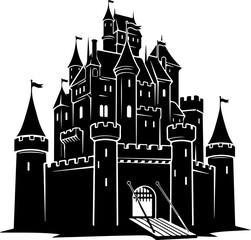Fototapeta premium Castle line art silhouette vector illustration