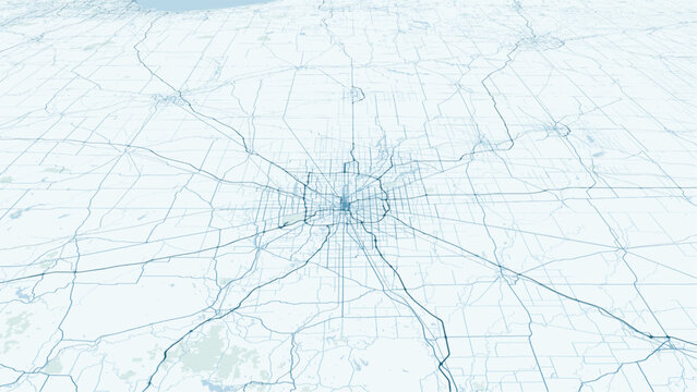 Modern minimalist vector map of Indianapolis, Indiana, USA. High-quality scalable illustration of Indy city grid, Mile Square, and White River for posters and urban design.