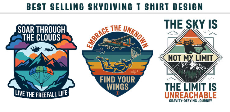 Vintage Skydiving Tee Retro Parachute Design Best selling Skydiving T Shirt Design