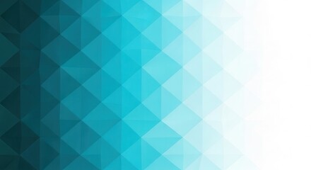 Fototapeta premium Geometric triangle pattern creates a smooth gradient transition from dark teal to white.