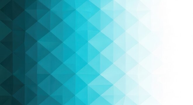 Geometric triangle pattern creates a smooth gradient transition from dark teal to white.