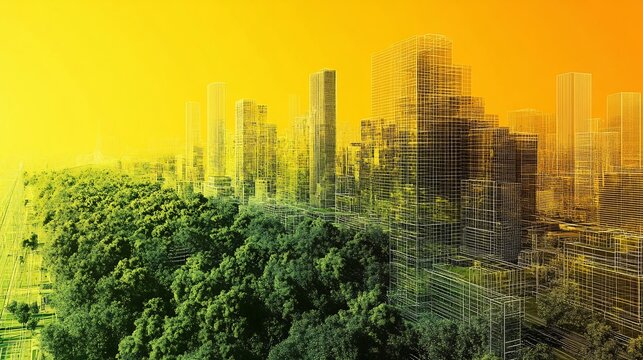 Ai Powered Parametric Modeling Creating Green Urban Landscapes With Smart Infrastructure Other Colored Background