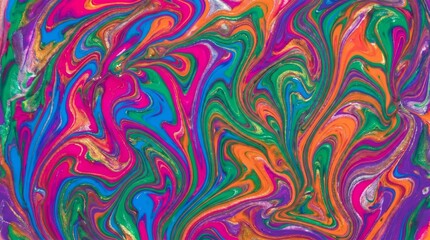 Obraz premium Vibrant Abstract Fluid Art Texture with Swirling Pink Blue Green and Gold Glitter Accents
