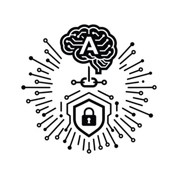 A stylized illustration of a brain with a shield and lock