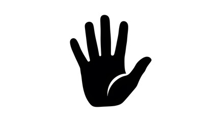 Obraz premium attention hand gesture icon, solid black silhouette of an open hand with fingers spread