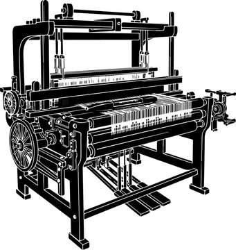 Vintage Loom Machine silhouette vector illustration