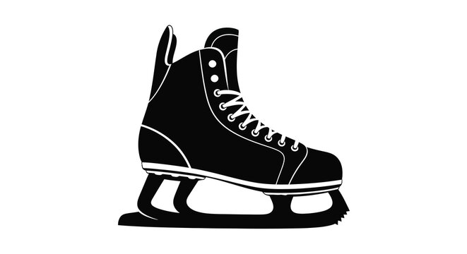 ice skate silhouette black and white graphic of a winter sports boot on a transparent background high quality professional detailed modern