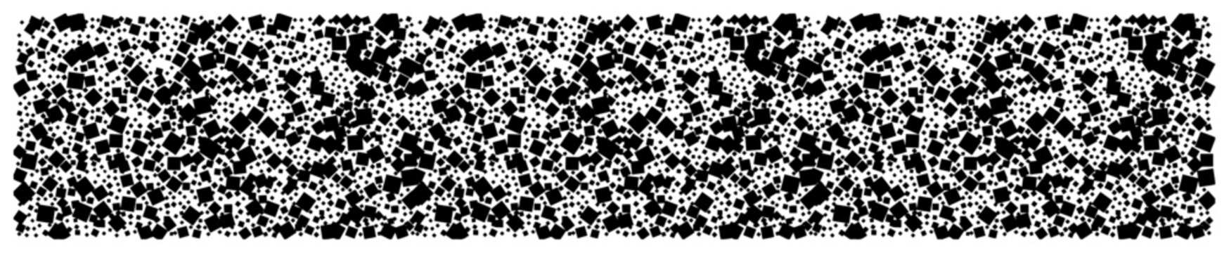 Abstract pattern of scattered squares and dots in geometric noise style