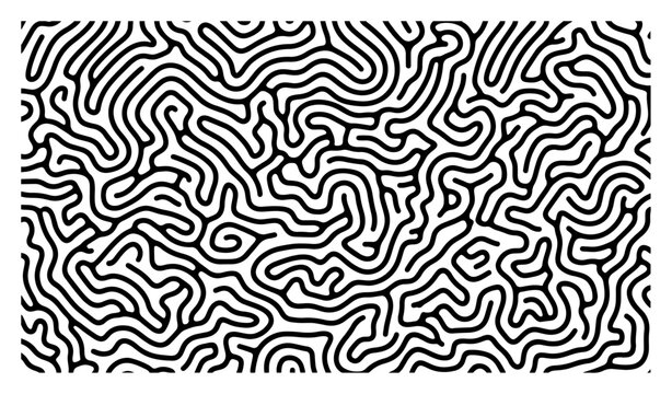 Maze like labyrinth pattern with thick organic flowing lines in abstract minimalist style