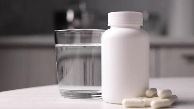 Stylish Presentation Of Health Supplement Containers With Emphasis On Safety And Organization