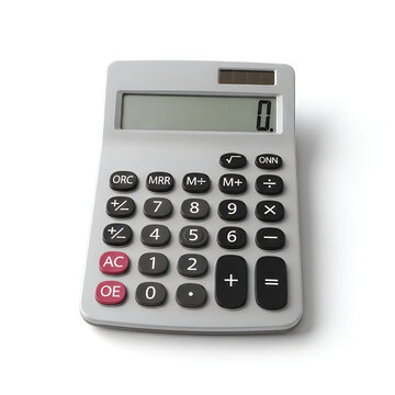 A classic calculator with basic and scientific functions displayed on a plain background isolated on white background