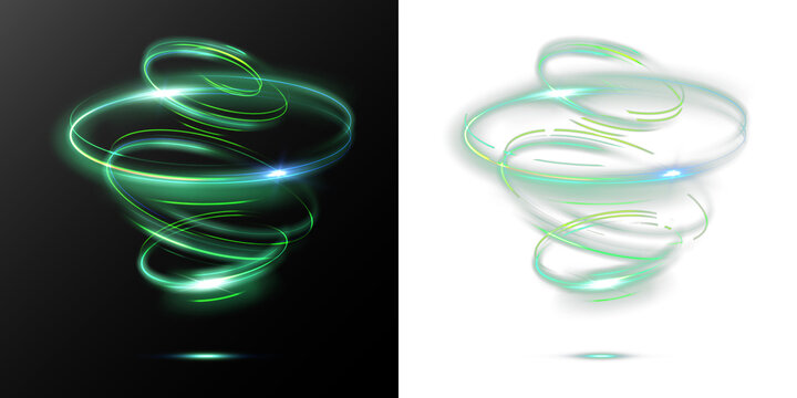 light green neon spiral PNG with glowing swirl motion and energy vortex abstract futuristic background