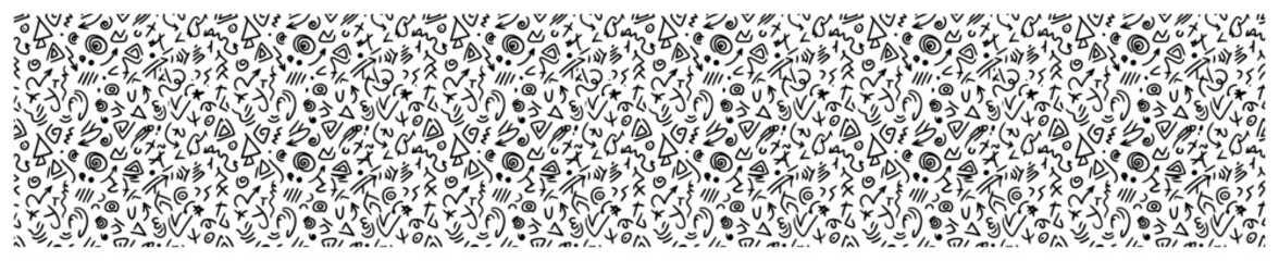 Obraz premium Messy scribble shape pattern abstract seamless background in quirky hand drawn black and white style