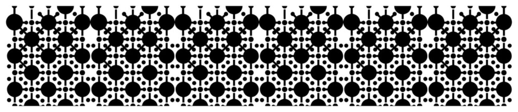 Geometric lace pattern with circular motif for laser cutting and decorative border design