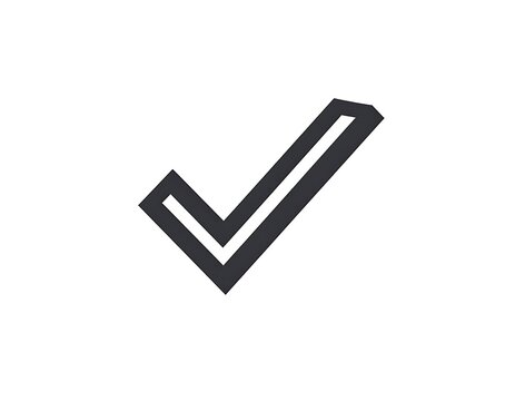 A large black checkmark on a plain white background