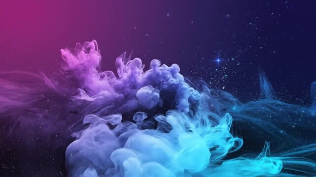 Colorful smoke waves with cosmic stars in a vibrant gradient background