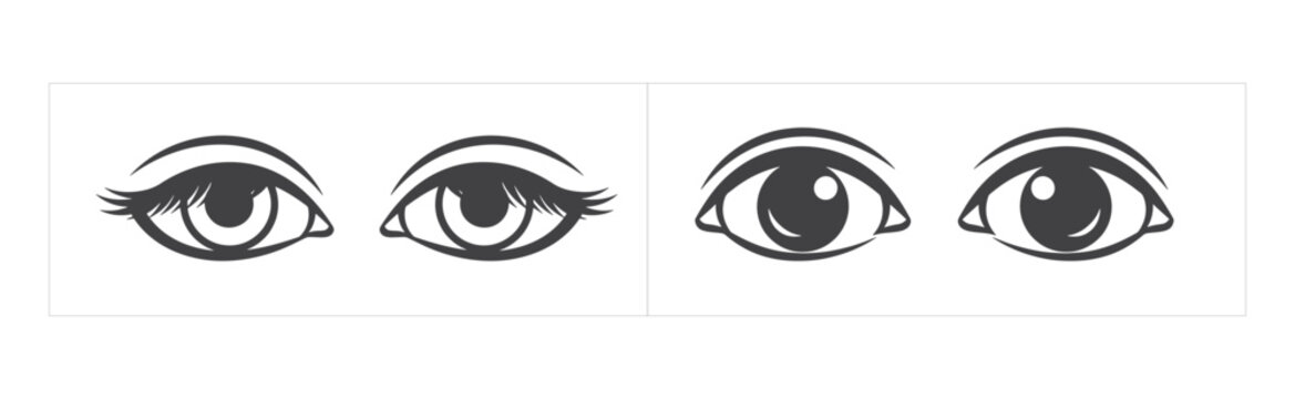 Four different eye illustrations isolated on white background