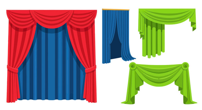 Collection of Decorative Stage Curtains and Drapes for Theater and Events