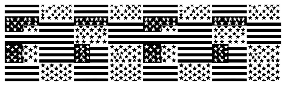 Stars and stripes pattern with flag elements in abstract geometric style