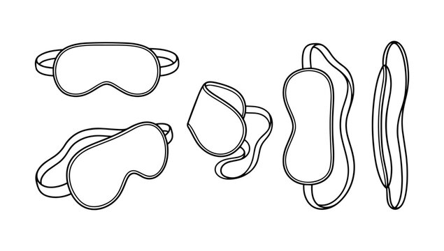 Comfortable Sleep Mask Collection Displaying Multiple Viewing Angles in Minimalist Doodle Line Art