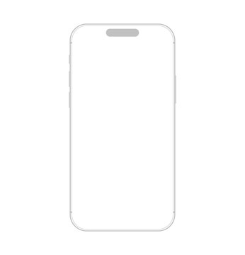 iPhone 16 17 Pro Max mobile phone, gray clay smartphone device mockup template with blank screen for advertisement. Vector illustration