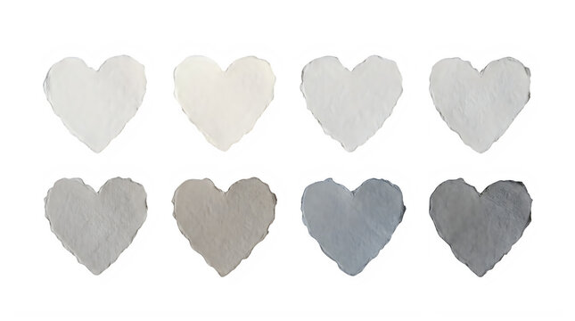 Eight torn paper hearts isolated on transparent background valentine's day design