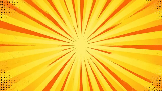 Dynamic comic book style sunburst background with halftone dots
