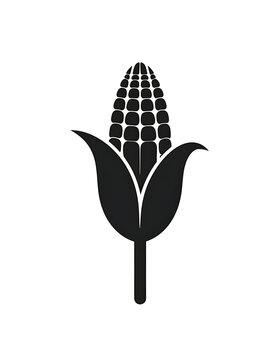 A black silhouette of an ear of corn