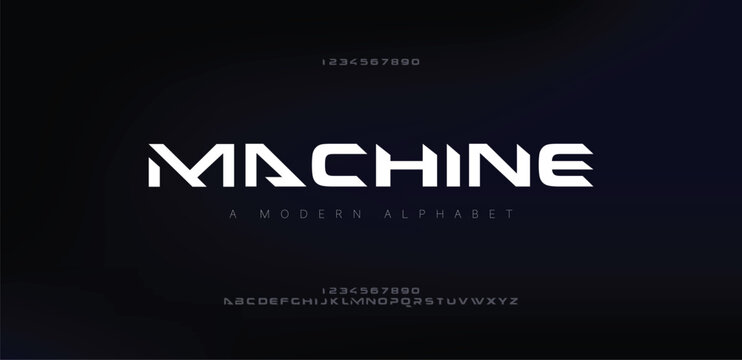 Machine modern technology alphabet fonts. Typography decorative sport, game, fashion, digital, future creative logo font. vector illustration