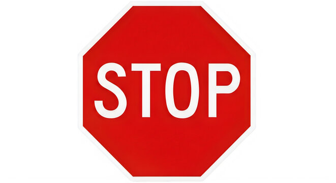 Red stop sign isolated on transparent background