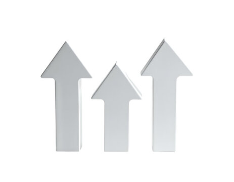 Three metallic arrows pointing upward, varying sizes