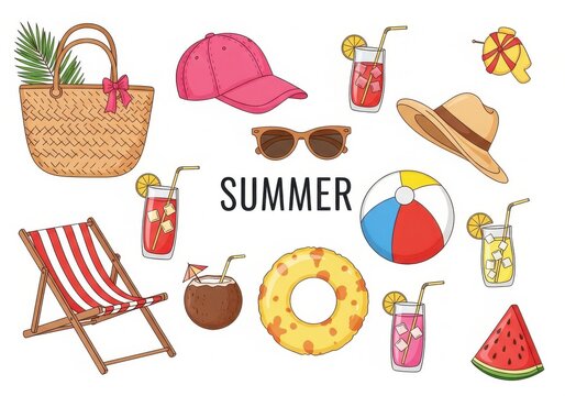 Vibrant summer essentials collection for beach fun