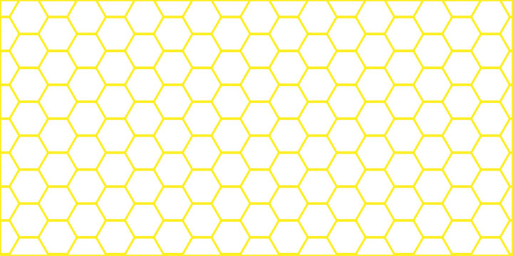 Seamless Soft Yellow Hexagon Honeycomb Pattern on White Background with Clean Geometric Grid for Modern Minimal Design