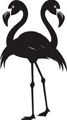 Obraz premium A black silhouette of two flamingos standing side by side
