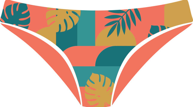 Women's underwear features a vibrant, colorful tropical leaf pattern for.