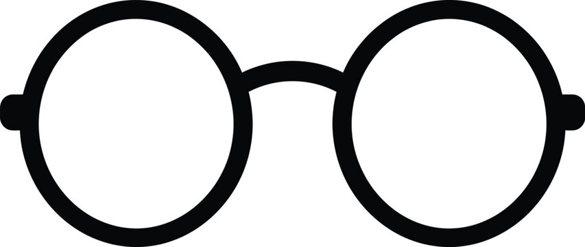 Round glasses icon signifies vision, intellect, and stylish eyewear.